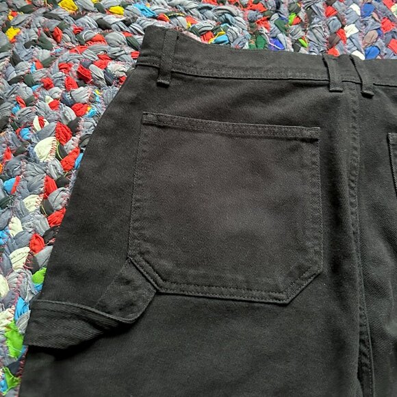 Albam Black Denim Garment Dyed Carpenter Shorts Raw Hem Men's Size 32 Summer - Picture 9 of 15